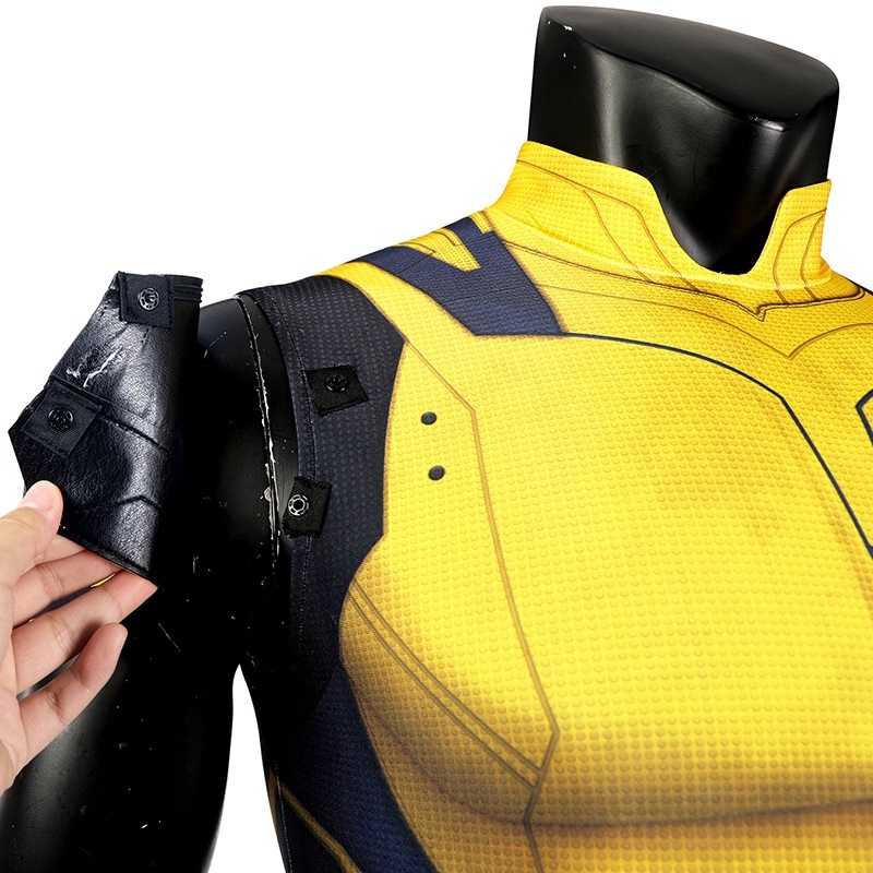 Takerlama Deadpool & Wolverine Cosplay Costume Yellow Sleeveless Bodysuit Spandex