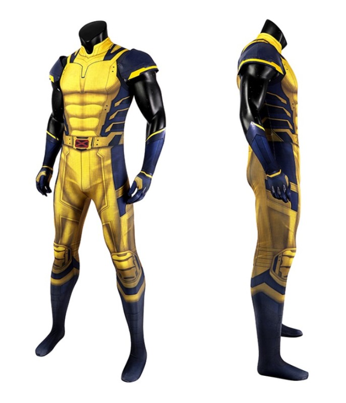 Takerlama Deadpool & Wolverine Cosplay Costume Yellow Sleeveless Bodysuit Spandex