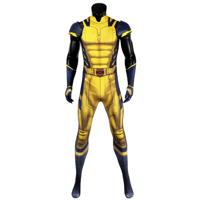 Takerlama Deadpool & Wolverine Cosplay Costume Yellow Sleeveless Bodysuit Spandex