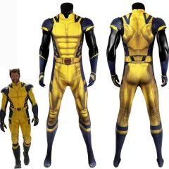 Takerlama Deadpool & Wolverine Cosplay Costume Yellow Sleeveless Bodysuit Spandex XXS In Stock