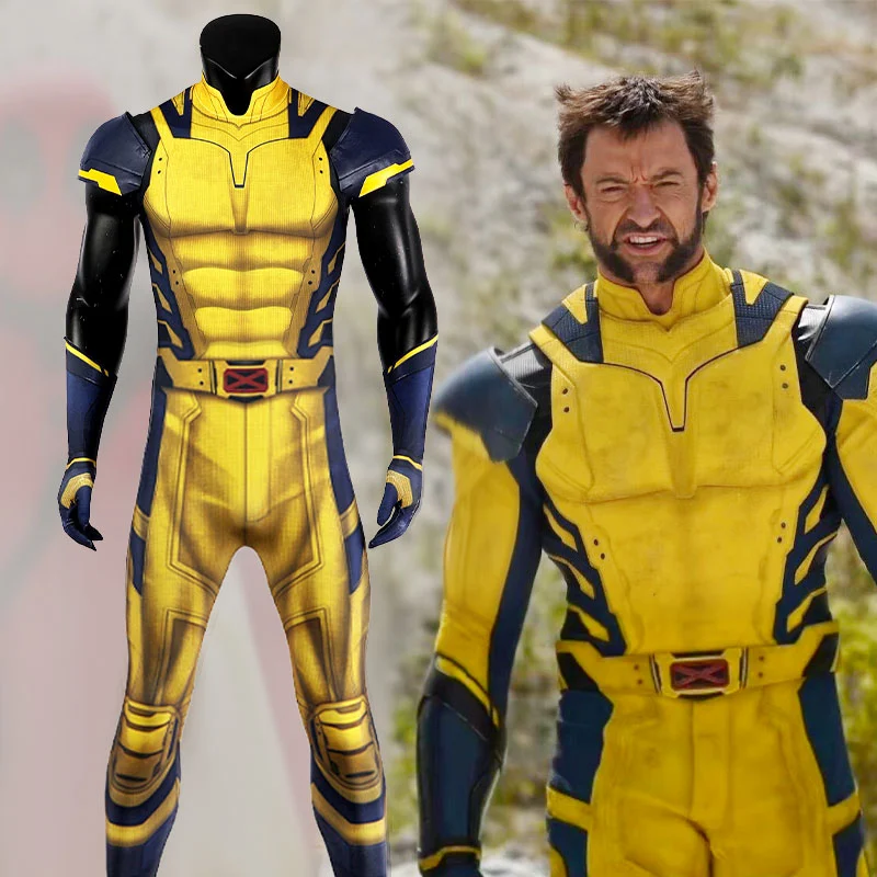 Takerlama Deadpool & Wolverine Cosplay Costume Yellow Sleeveless Bodysuit Spandex