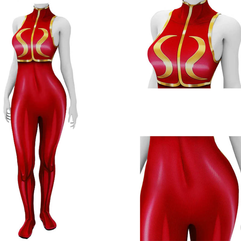 Takerlama Street Fighter Chun-Li Red Cosplay Costume Jumpsuit