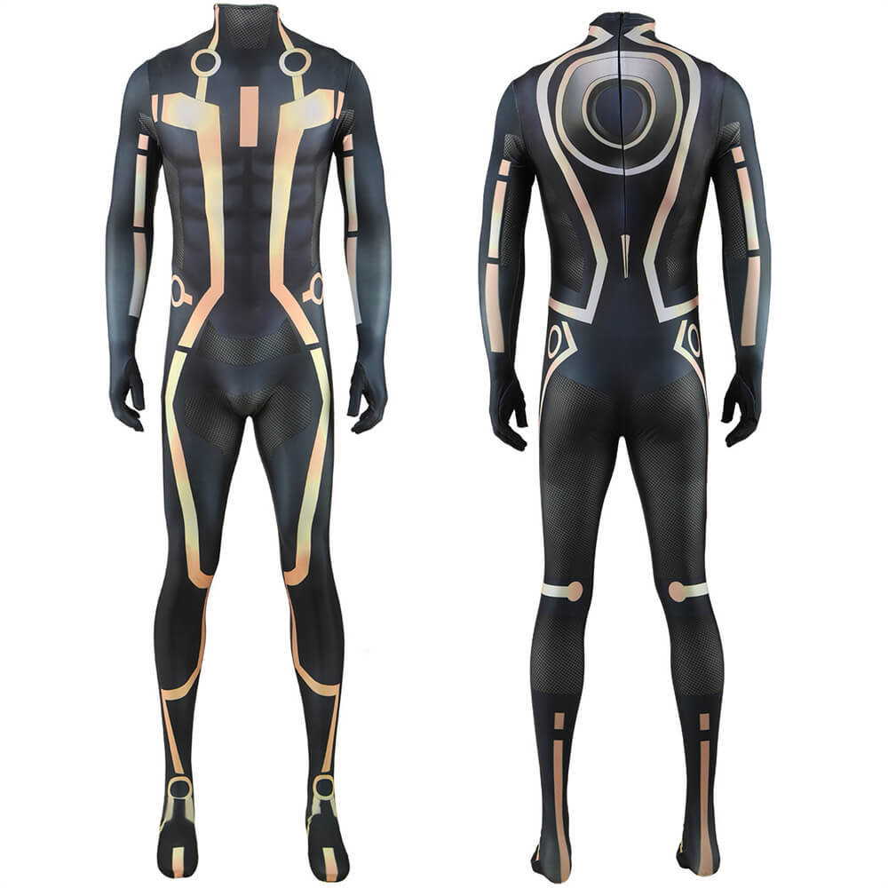 Takerlama Tron Legacy Costume Sam Flynn Cosplay Bodysuit Gold Color
