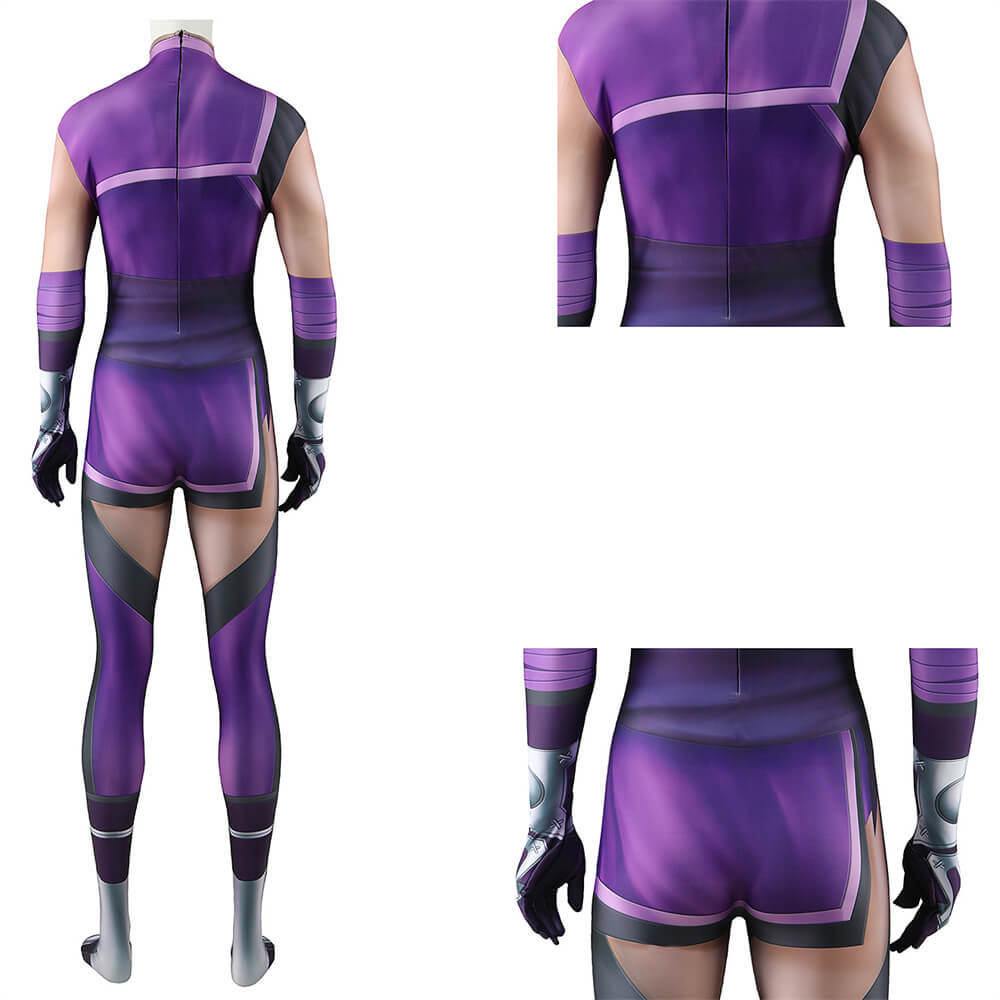 Takerlama Mortal Kombat 11 Mileena Halloween Cosplay Costume 3D Printed Purple Jumpsuit