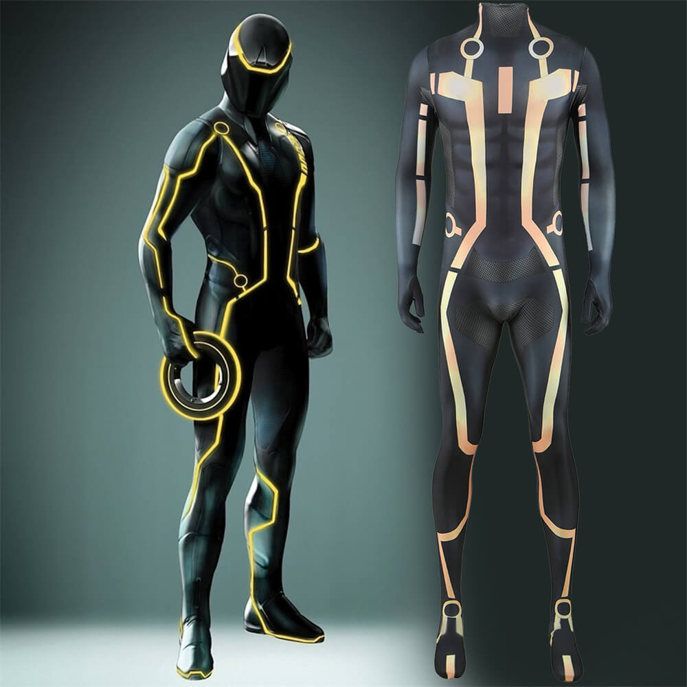 Takerlama Tron Legacy Costume Sam Flynn Cosplay Bodysuit Gold Color
