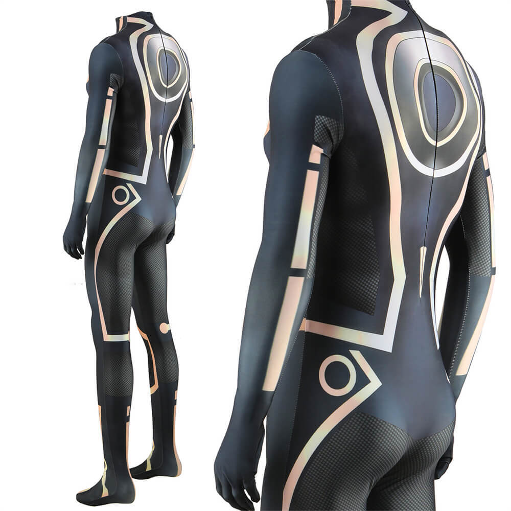 Takerlama Tron Legacy Costume Sam Flynn Cosplay Bodysuit Gold Color