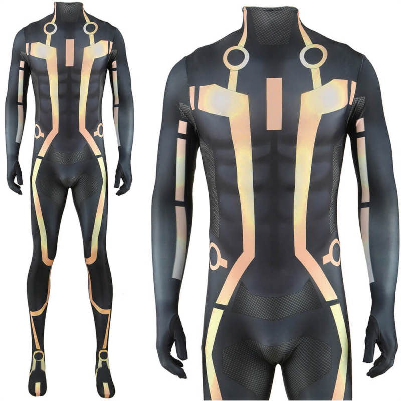 Takerlama Tron Legacy Costume Sam Flynn Cosplay Bodysuit Gold Color