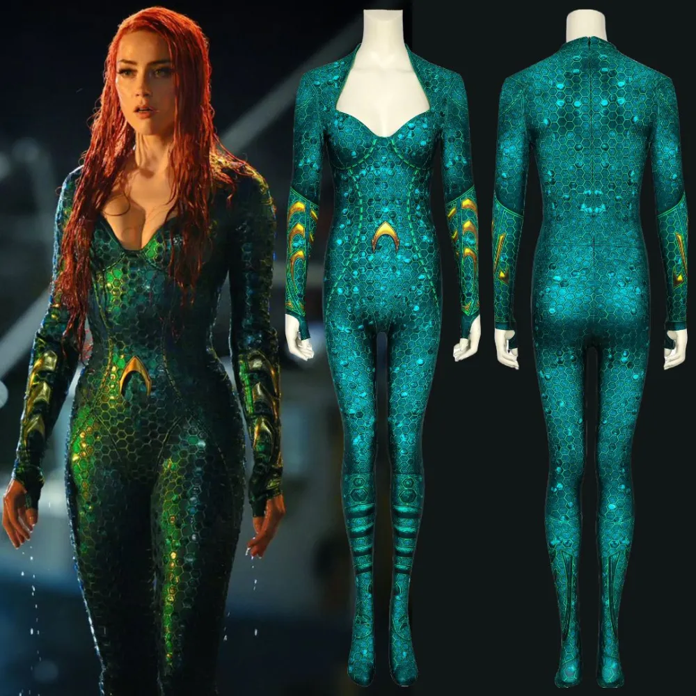 Aquaman Mera Cosplay Costume DC Superheroine Amber Heard Movie