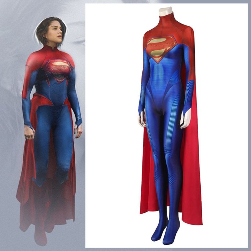 Takerlama The Flash Movie Supergirl Cosplay Costume DCEU Superheroe Jumpsuit Cloak