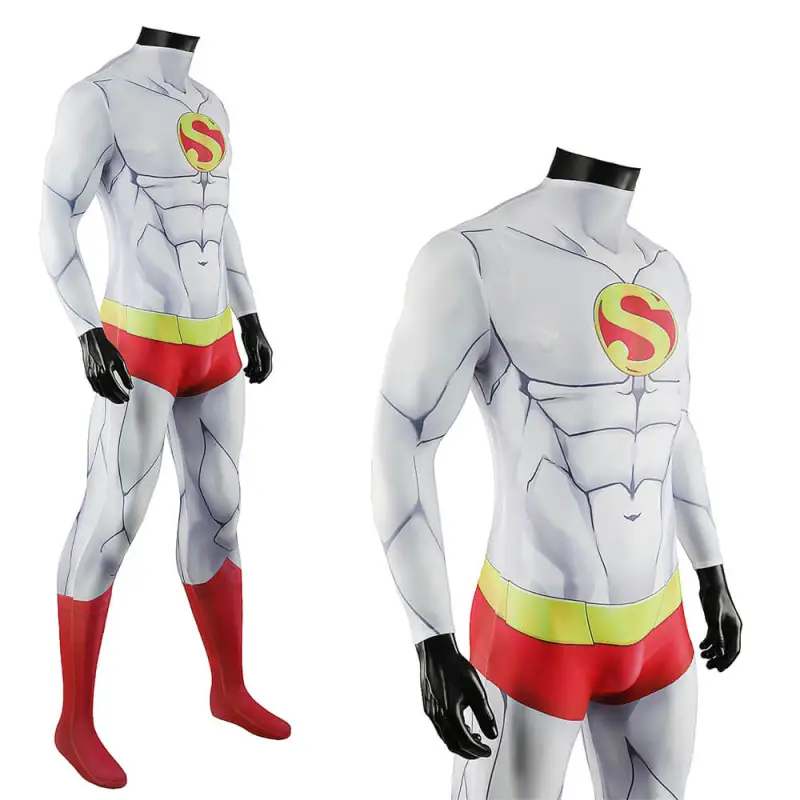 Takerlama Japanese Superman Cosplay Costume Jumpsuit Cloak Adults Kids