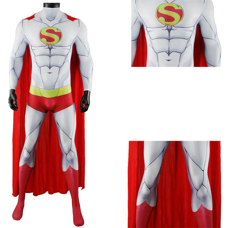 Takerlama Japanese Superman Cosplay Costume Jumpsuit Cloak Adults Kids