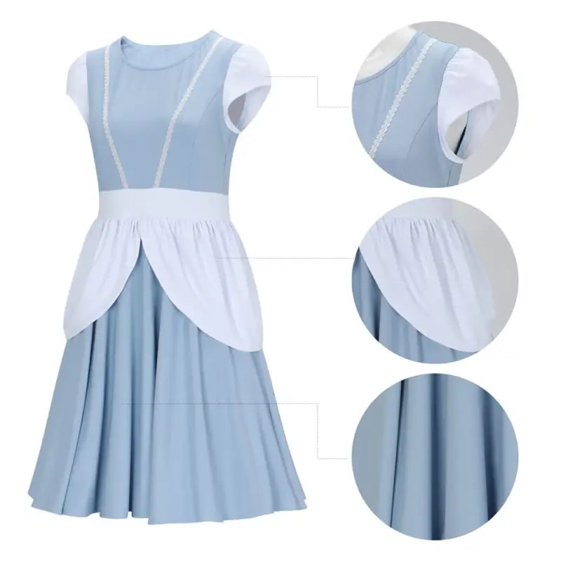 Takerlama Cinderella Twirl Princess Dress-Up Costume for Adult Women Blue