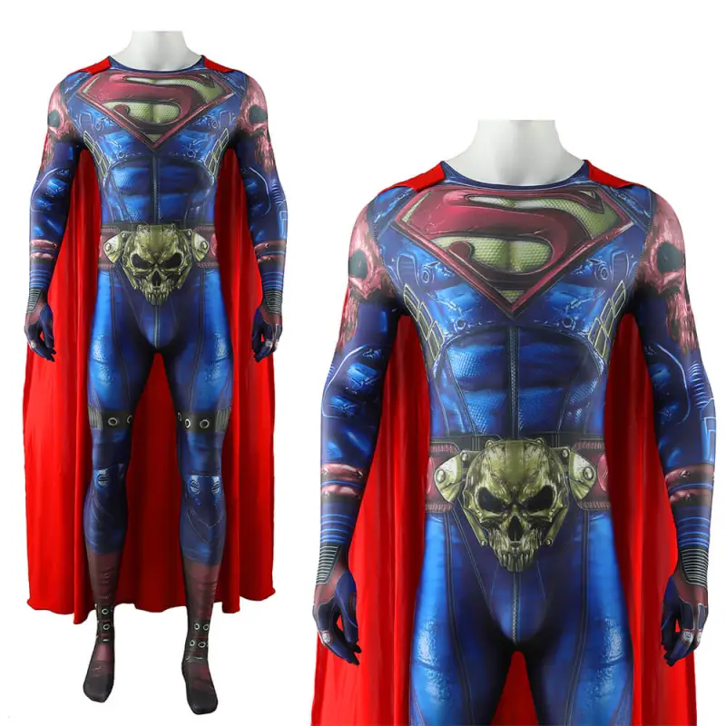 Dark Nights Metal Superman Cosplay Costume Clark Kent Bodysuit Cloak Adults Kids Takerlama
