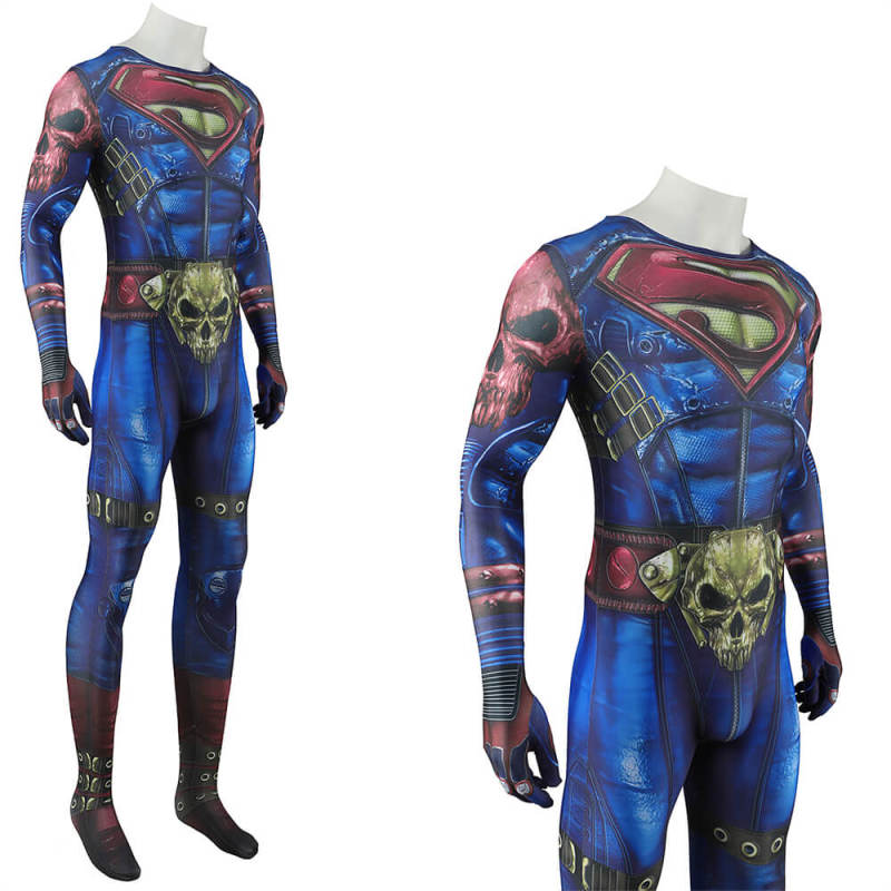 Dark Nights Metal Superman Cosplay Costume Clark Kent Bodysuit Cloak Adults Kids Takerlama