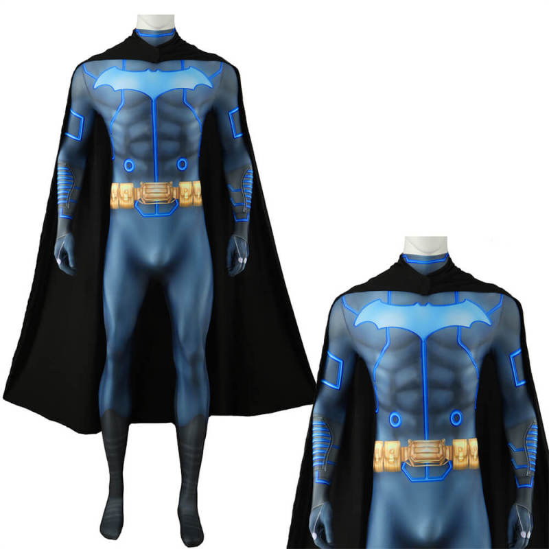 Batman and Mobius Chair Cosplay Costume DC Superhero Jumpsuit Cloak Takerlama