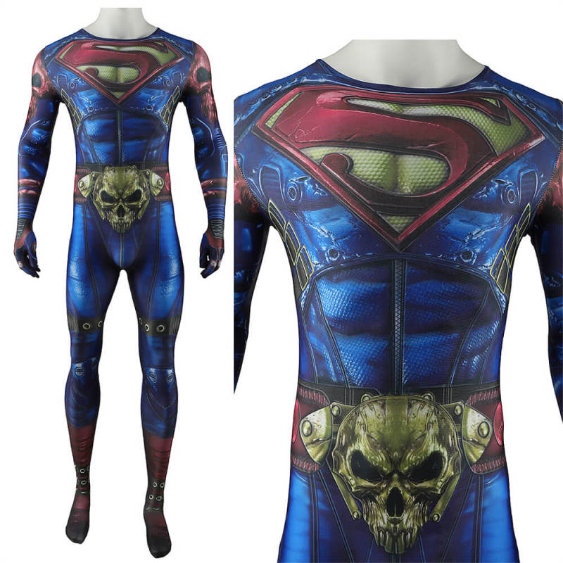 Dark Nights Metal Superman Cosplay Costume Clark Kent Bodysuit Cloak Adults Kids Takerlama