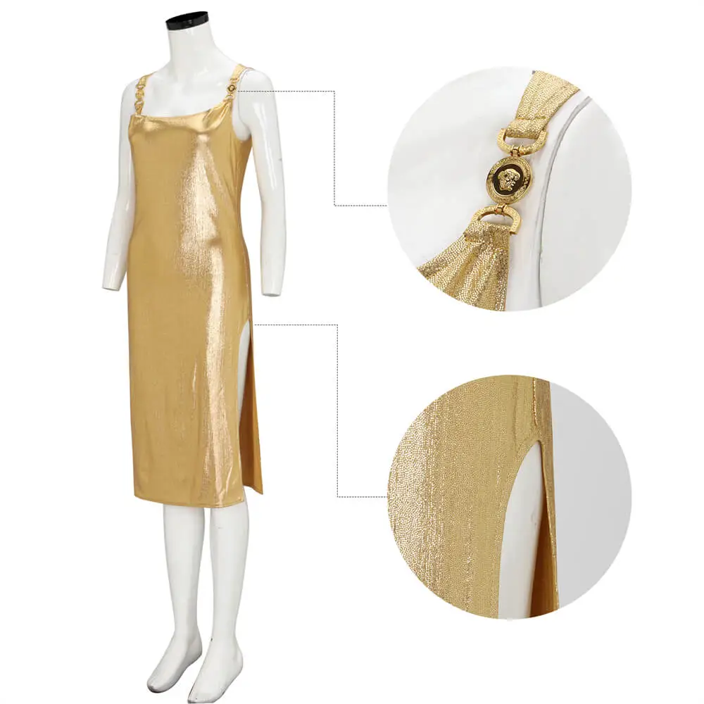 slim fit dress slacks Argylle 2024 Movie Elly Conway Women Golden Dress Party Carnival Halloween  Cosplay Costume