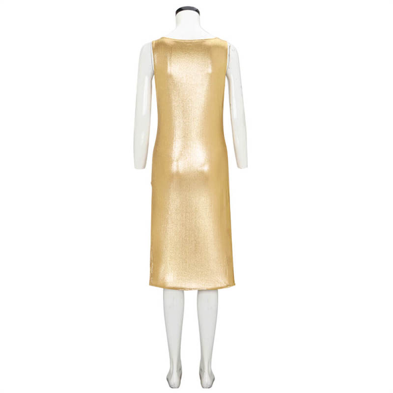 Takerlama Argylle 2024 LaGrange Cosplay Costume Sequin Bodycon Slit Dress Gold Color