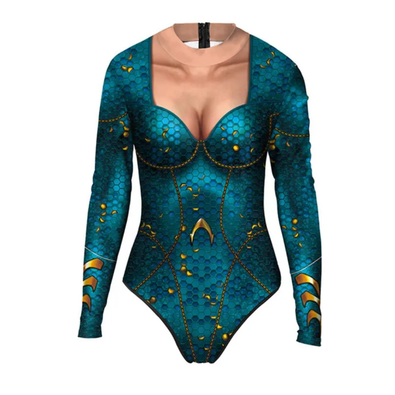 Women Aquaman Queen Mera One Piece Print Swimsuit