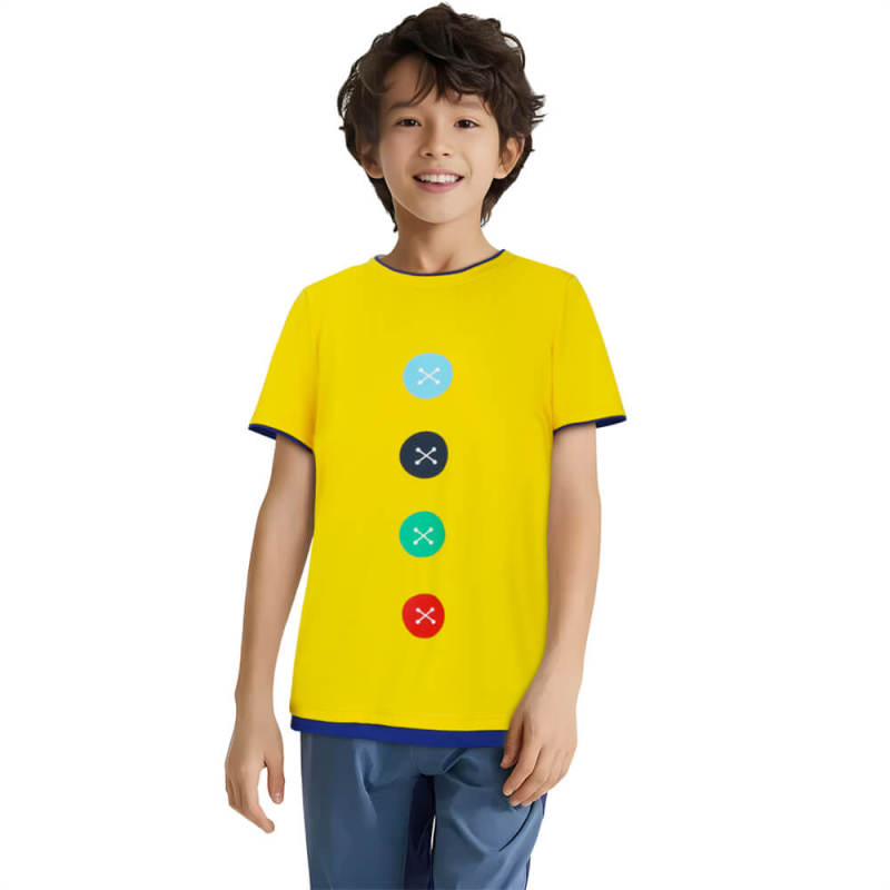 Kids Pete The Cat Yellow T-Shirt Four Groovy Buttons Funny Costume Takerlama