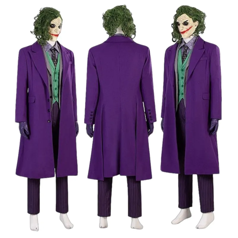 Deluxe Batman Dark Knight Joker Costume Heath Ledger Purple Suit Takerlama