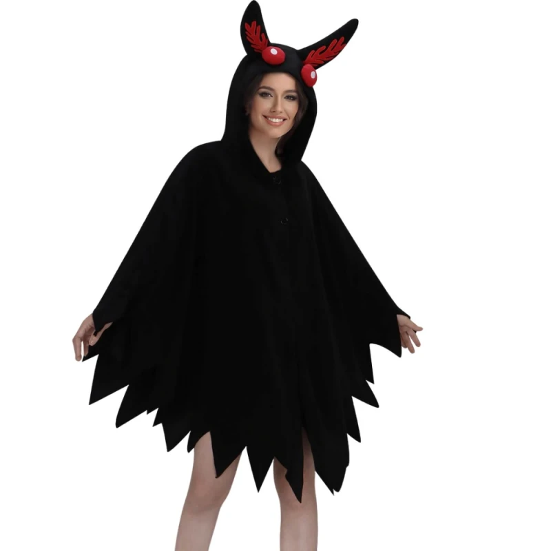 Takerlama Mothman Cosplay Costume Hooded Cape Christmas Party Unisex