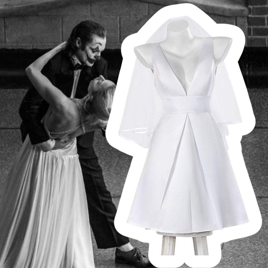Folie a Deux Harley Quinn Wedding Dress Lady Gaga Halloween Cosplay Costume Takerlama