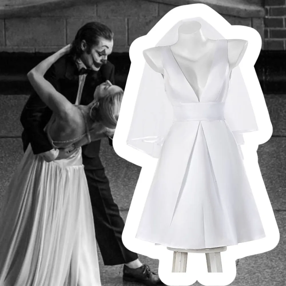 Folie A Deux Harley Quinn Wedding Dress Lady Gaga Halloween Cosplay Costume Takerlama,Female / M