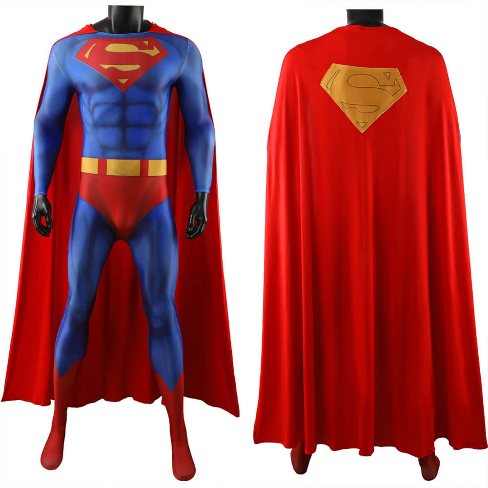 Superman 1978 Cosplay Costume Superhero Clark Kent  Jumpsuit Cloak Takerlama