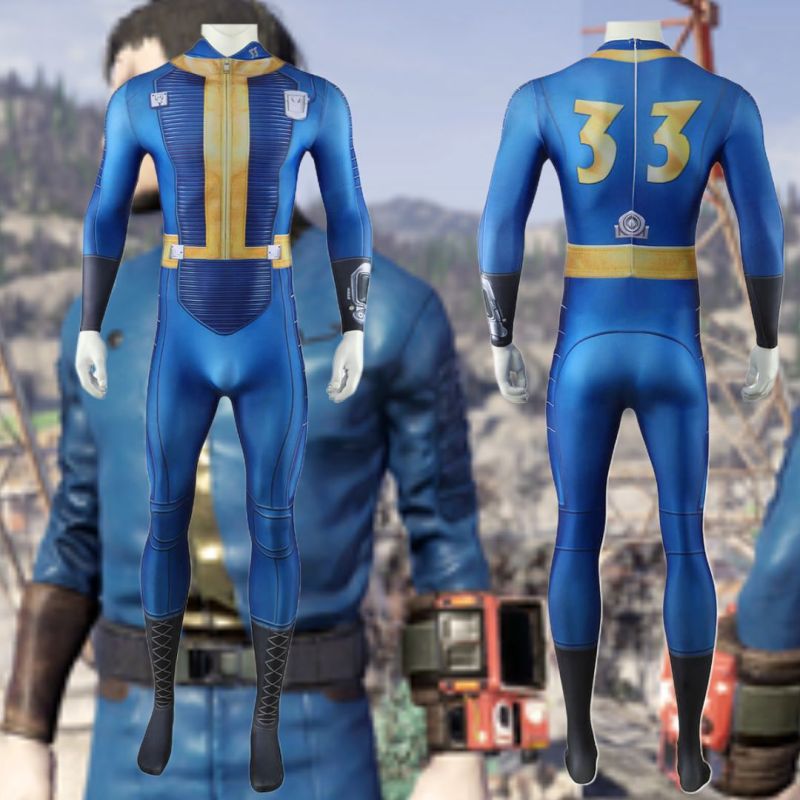 Fallout TV Vault 33 Suit Cosplay Costume for Men Kids Takerlama
