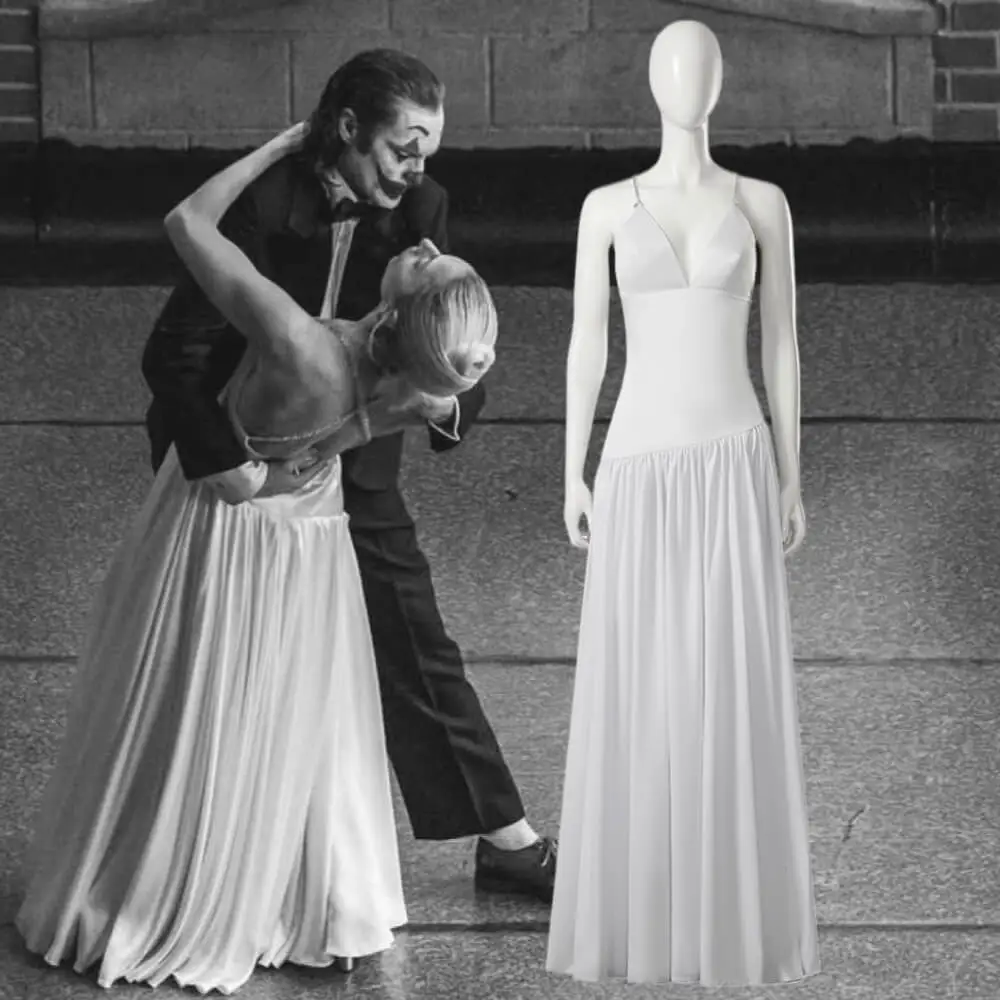 Folie a Deux Harley Quinn Cosplay Costume Lady Gaga White Wedding Dress  Takerlama