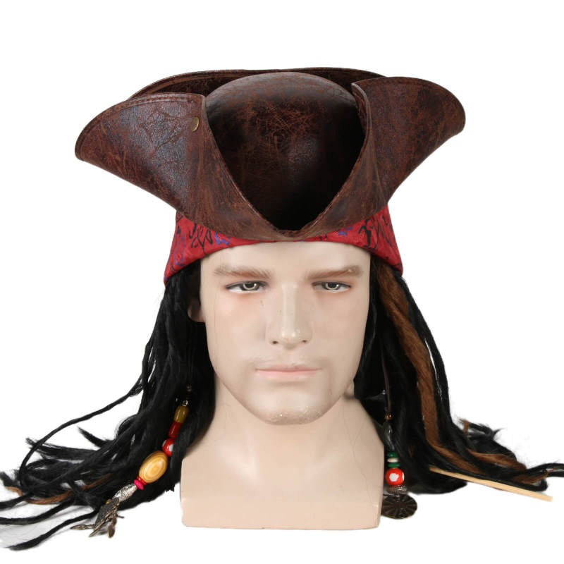 Pirates of The Caribbean Triangle Hat Pirate Captain Halloween Cosplay Props Takerlama
