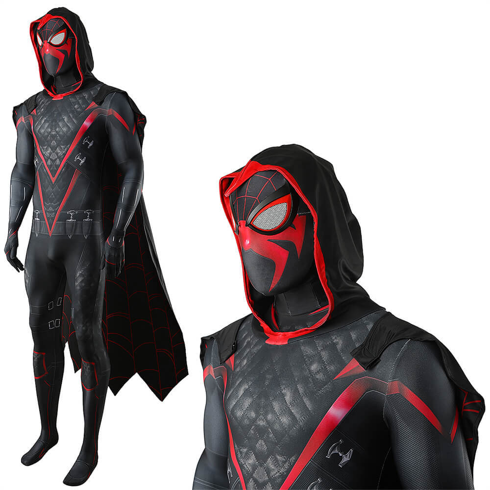 Takerlama Spider-Man 2 PS5 Shadow-Spider Suit Game Superhero Miles Morales Cosplay Costume For Men Kids