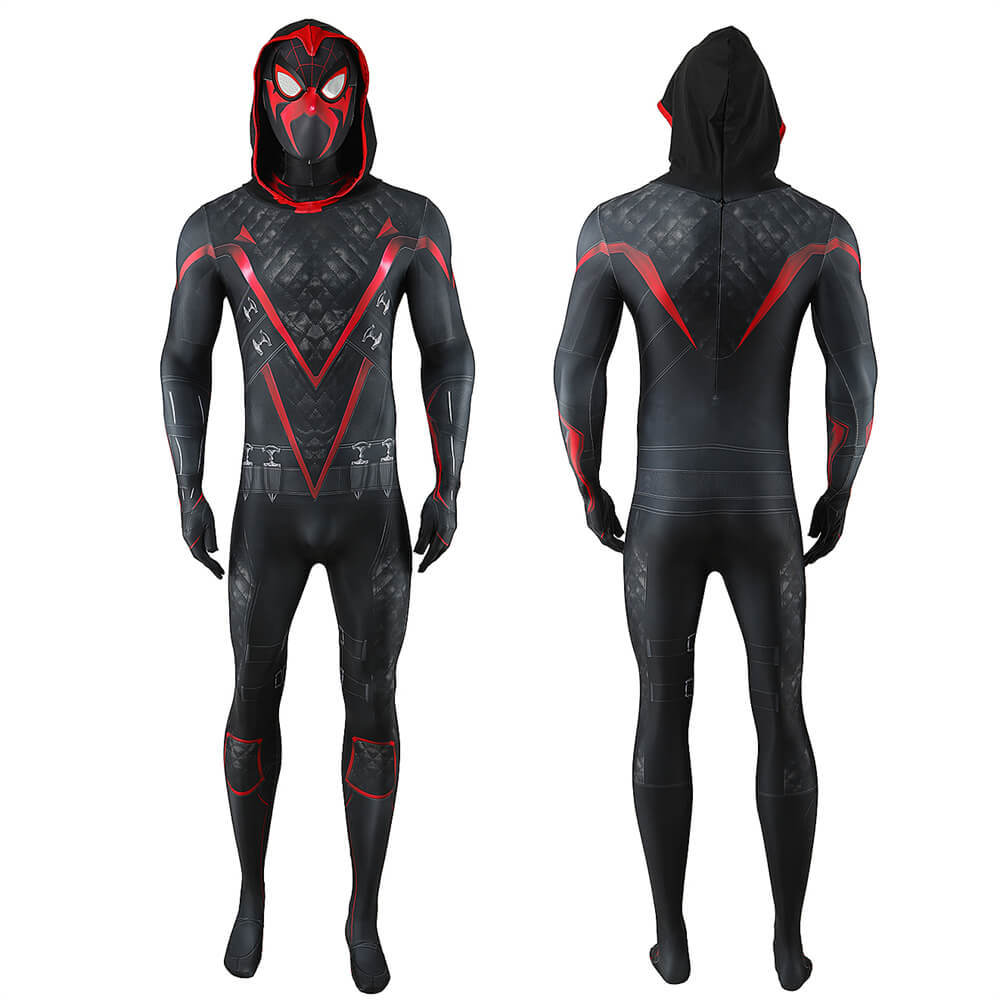 Takerlama Spider-Man 2 PS5 Shadow-Spider Suit Game Superhero Miles Morales Cosplay Costume For Men Kids
