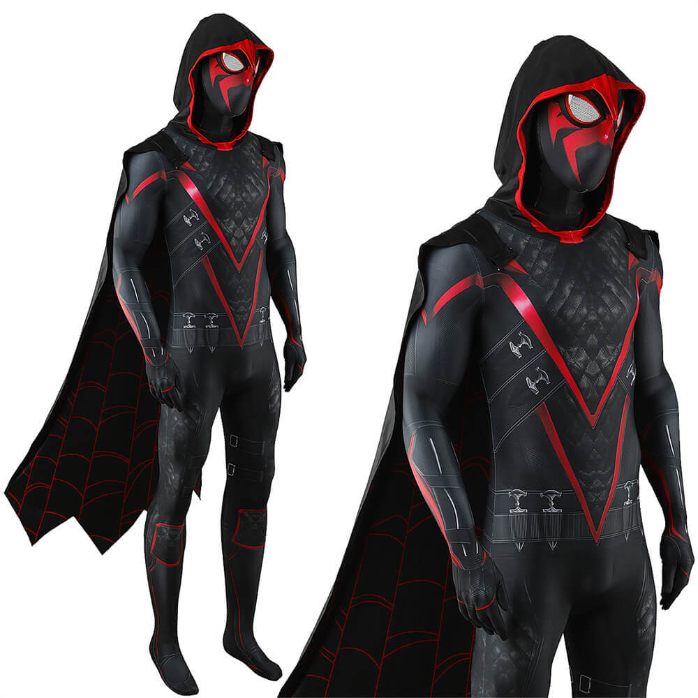 Takerlama Spider-Man 2 PS5 Shadow-Spider Suit Game Superhero Miles Morales Cosplay Costume For Men Kids