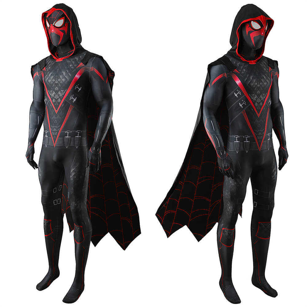 Takerlama Spider-Man 2 PS5 Shadow-Spider Suit Game Superhero Miles Morales Cosplay Costume For Men Kids