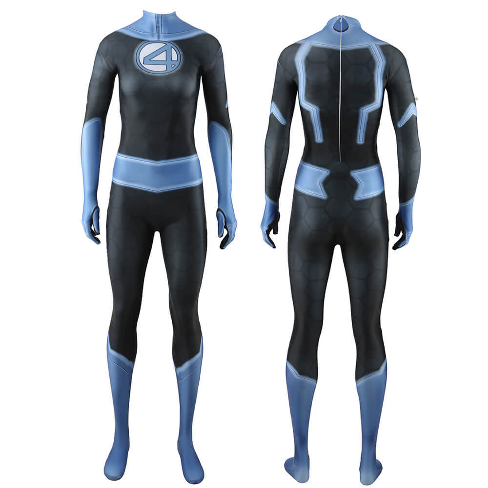 Fantastic Four Invisible Woman Cosplay Costume Superhero Jumpsuit for Adult KIds Takerlama