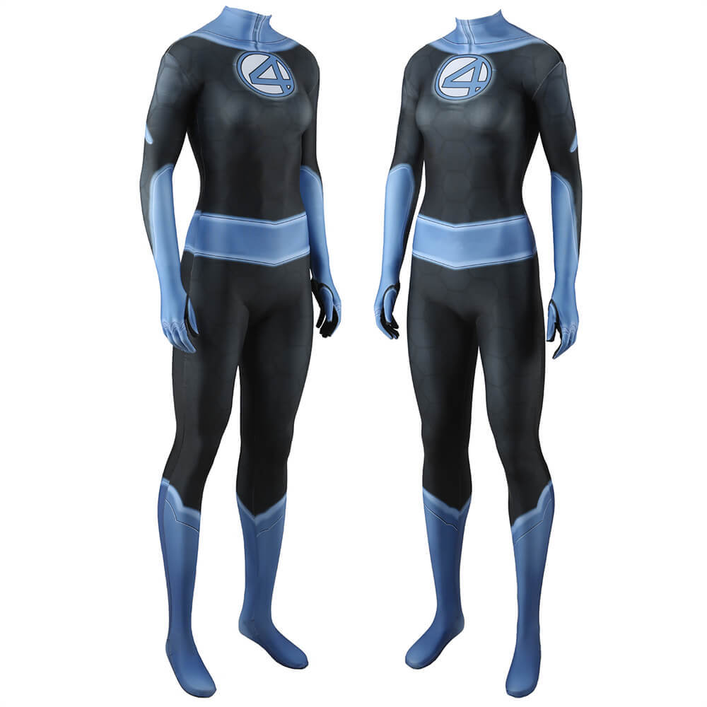 Fantastic Four Invisible Woman Cosplay Costume Superhero Jumpsuit for Adult KIds Takerlama