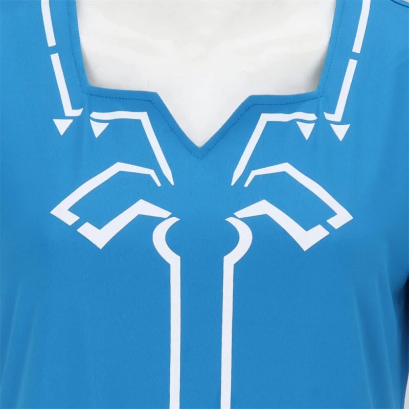 The Legend of Zelda Breath of the Wild Link Cosplay Costume Blue Summer Dress Takerlama