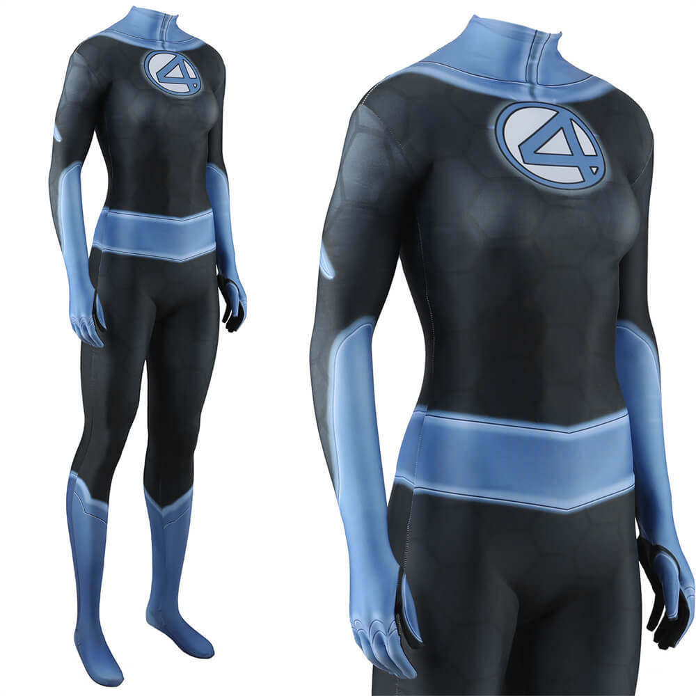 Fantastic Four Invisible Woman Cosplay Costume Superhero Jumpsuit for Adult KIds Takerlama