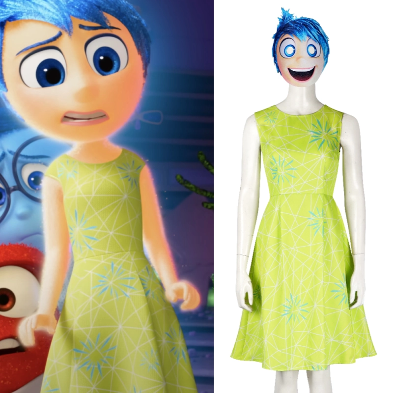 Inside Out 2 Joy Cosplay Costume Movie Summer Dress Mask  Takerlama