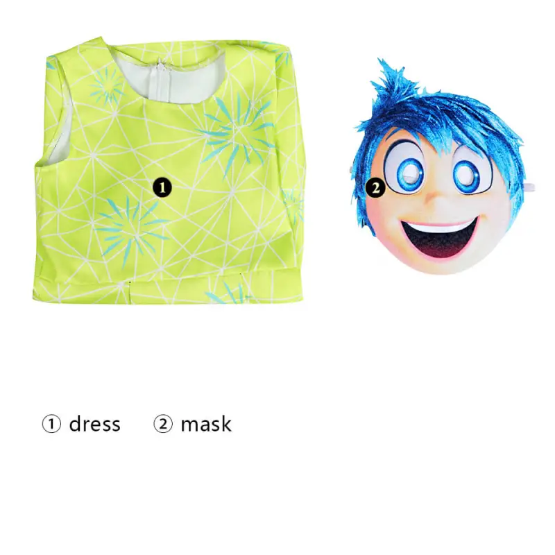 Inside Out 2 Joy Cosplay Costume Movie Summer Dress Mask  Takerlama