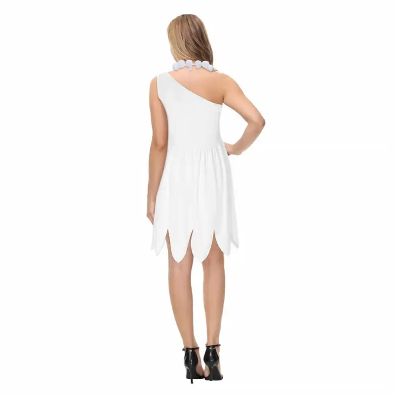 Wilma Flintstone Cosplay Costume White Fancy Dress Halloween Party-The Flintstones Takerlama