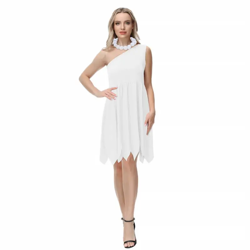 Wilma Flintstone Cosplay Costume White Fancy Dress Halloween Party-The Flintstones Takerlama