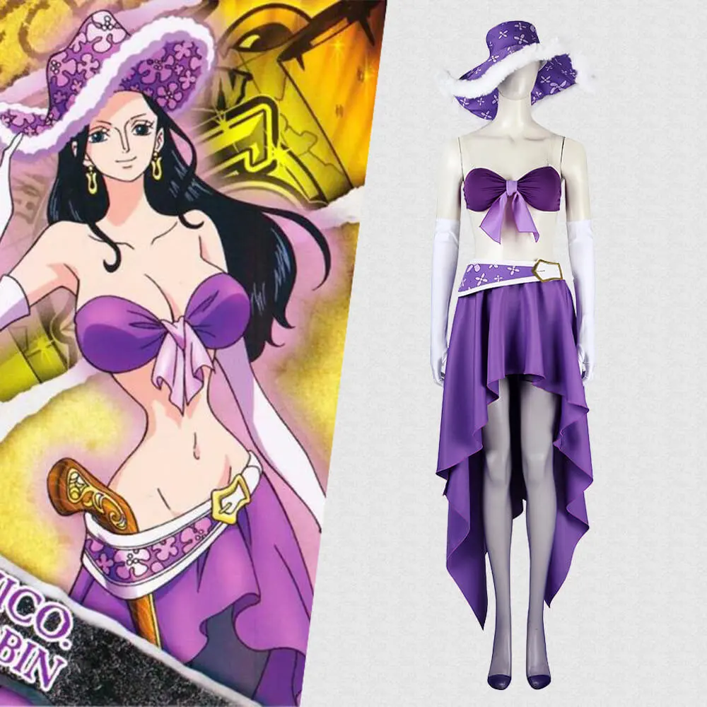 Nico Robin 15th Anniversary Cosplay Costume Anime One Piece Women Purple  Fancy Dress Takerlama
