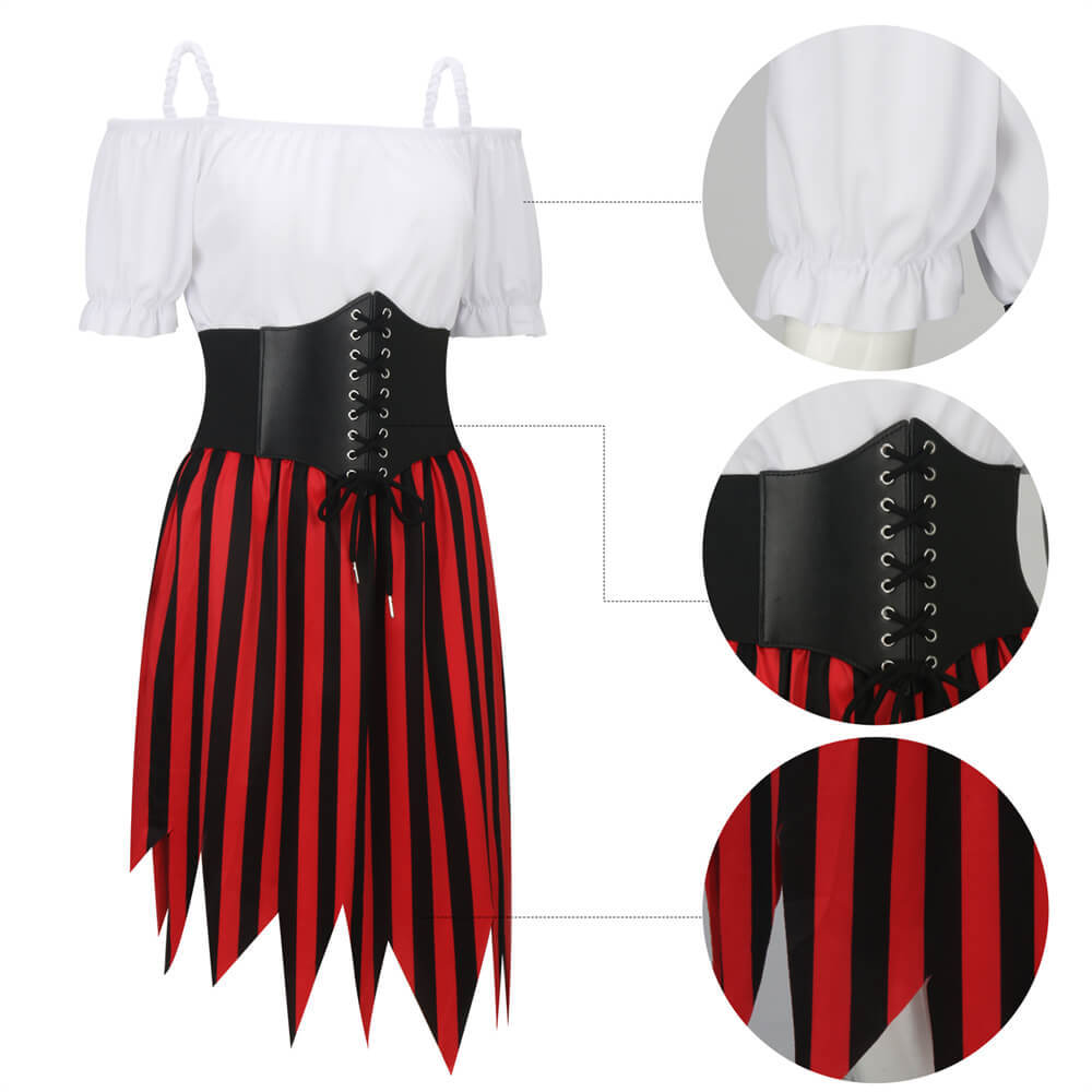Women's Pirate Halloween Costume Renaissance Retro Style Fancy Dress In Stock-Takerlama