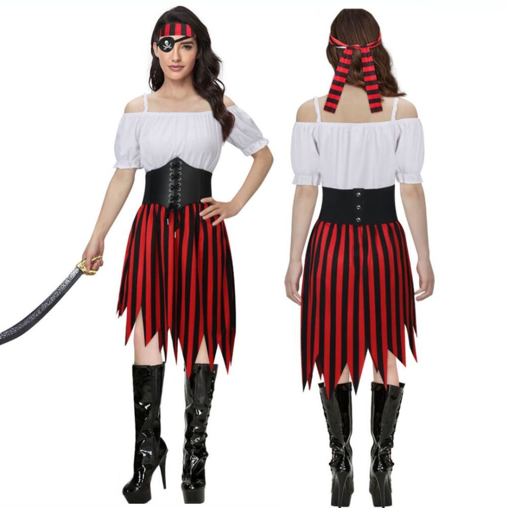 Women's Pirate Halloween Costume Renaissance Retro Style Fancy Dress In Stock-Takerlama