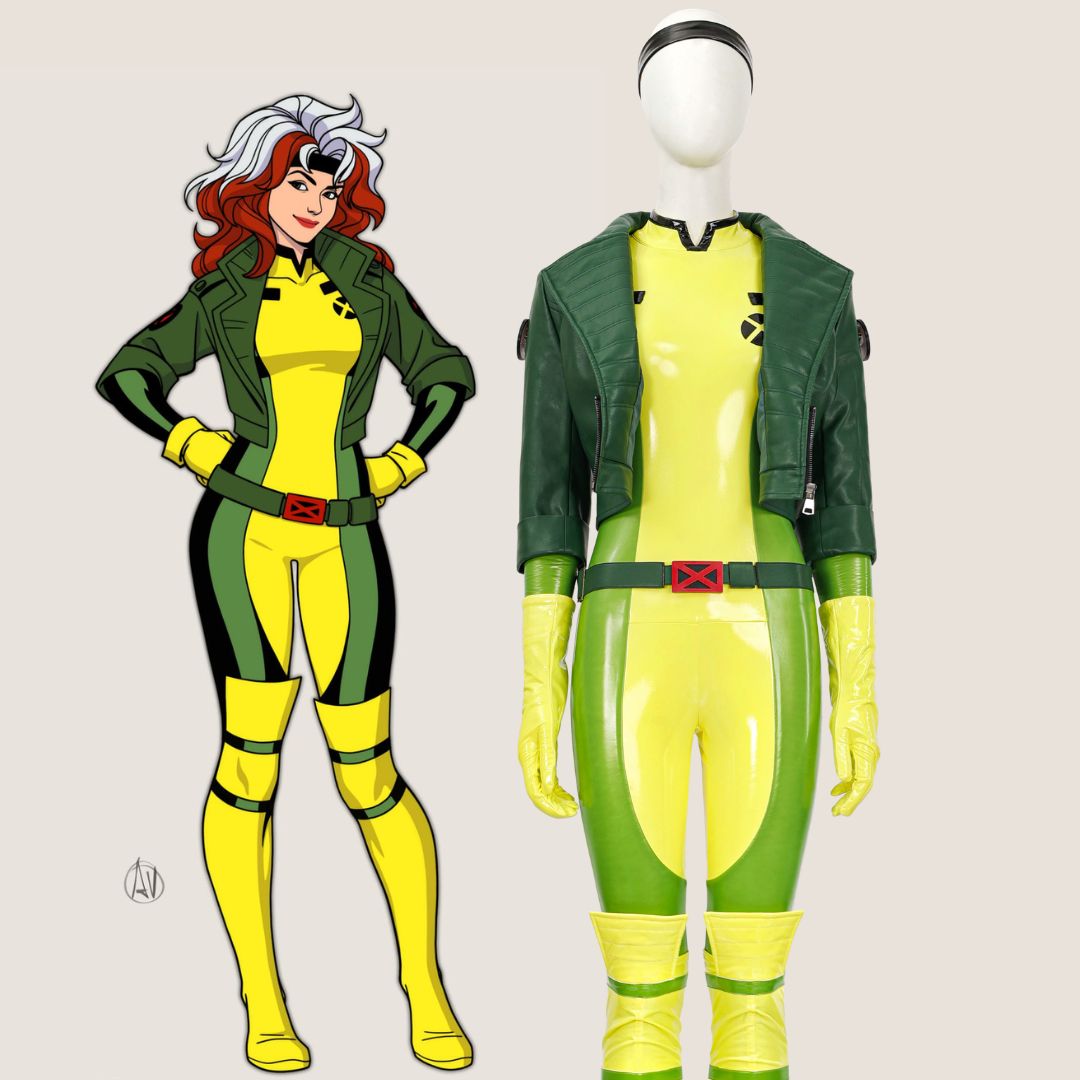 X-Men 97 Rogue Cosplay Costume Marvel Legend PU Leather Coat Jumpsuit Top Level Takerlama
