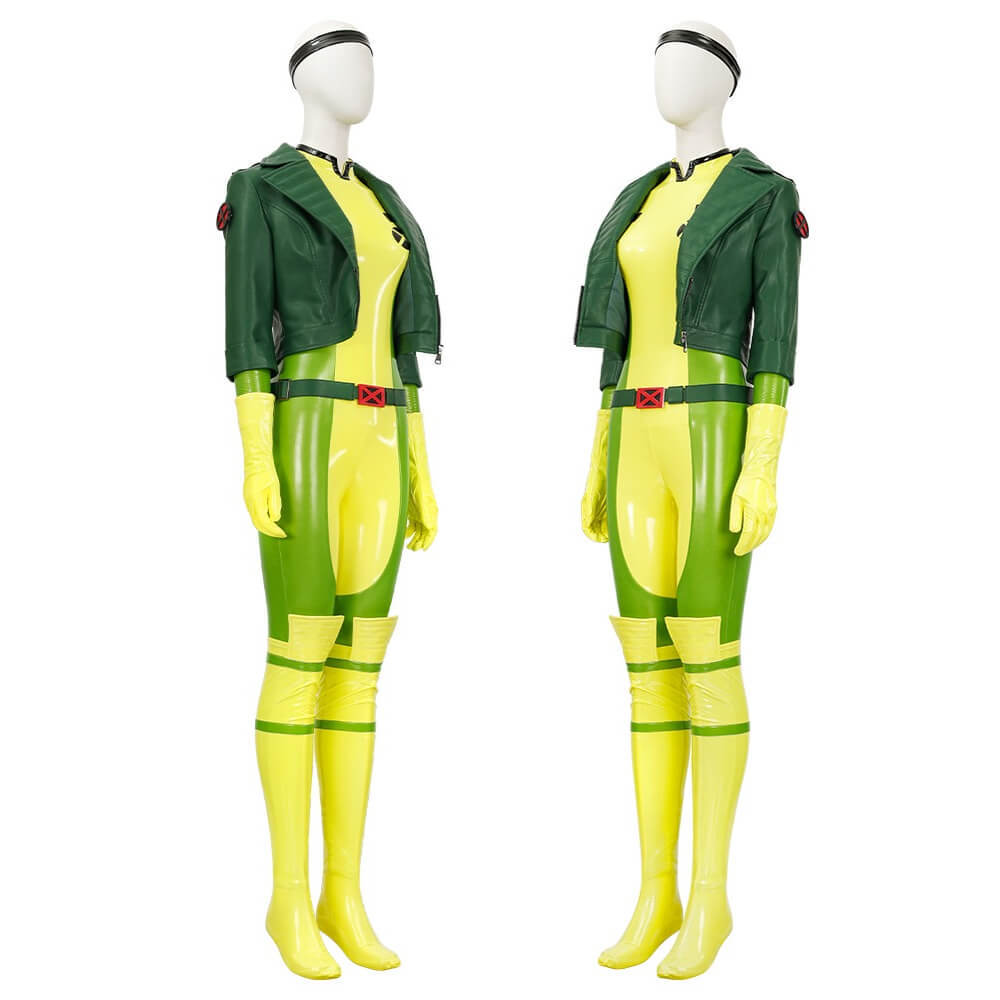 X-Men 97 Rogue Cosplay Costume Marvel Legend PU Leather Coat Jumpsuit Top Level Takerlama