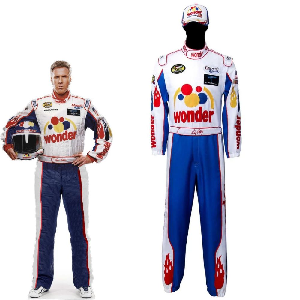 Deluxe Ricky Bobby Nascar Cosplay Costume Talladega Nights Wonder Bread Racing Apparel (Ready To Ship)